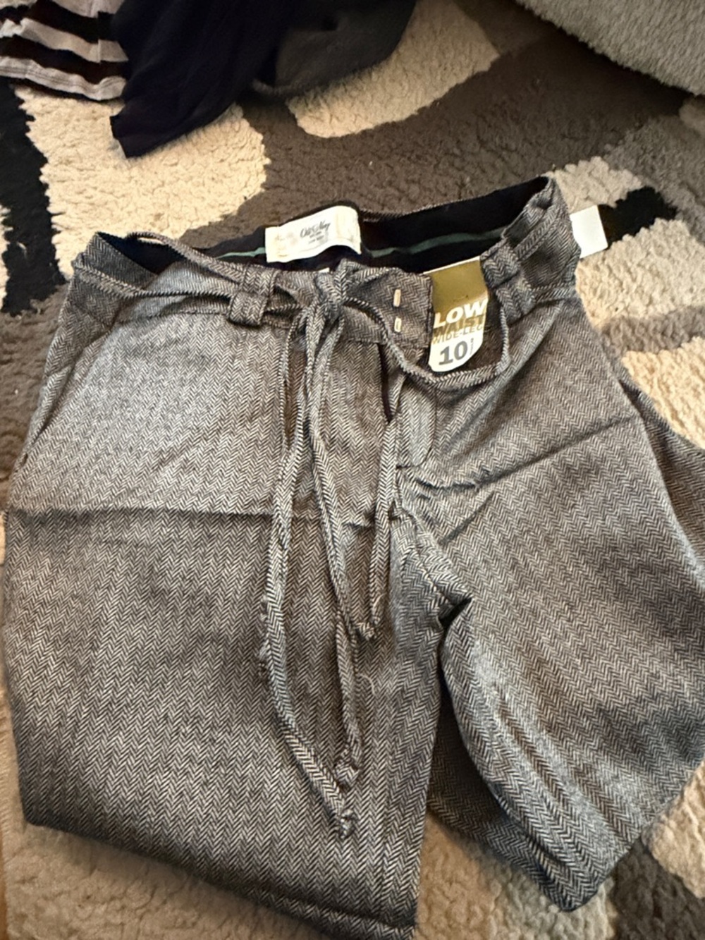 Old Navy Women's Herringbone Tie-Waist Trousers - Gray